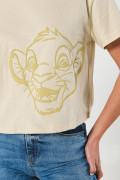 Camiseta kaki clara crop top con estampado del Rey León