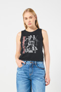 Camiseta manga sisa negra con estampado de Iron Maiden