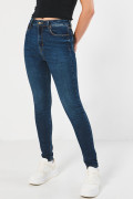 Jean tiro súper alto azul oscuro jegging con ajuste ceñido