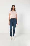 Jean jegging azul oscuro con cremallera y tiro súper alto
