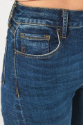 Jean jegging azul oscuro con cremallera y tiro súper alto