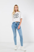 Jean jegging azul tiro alto con ajuste ceñido y cremallera