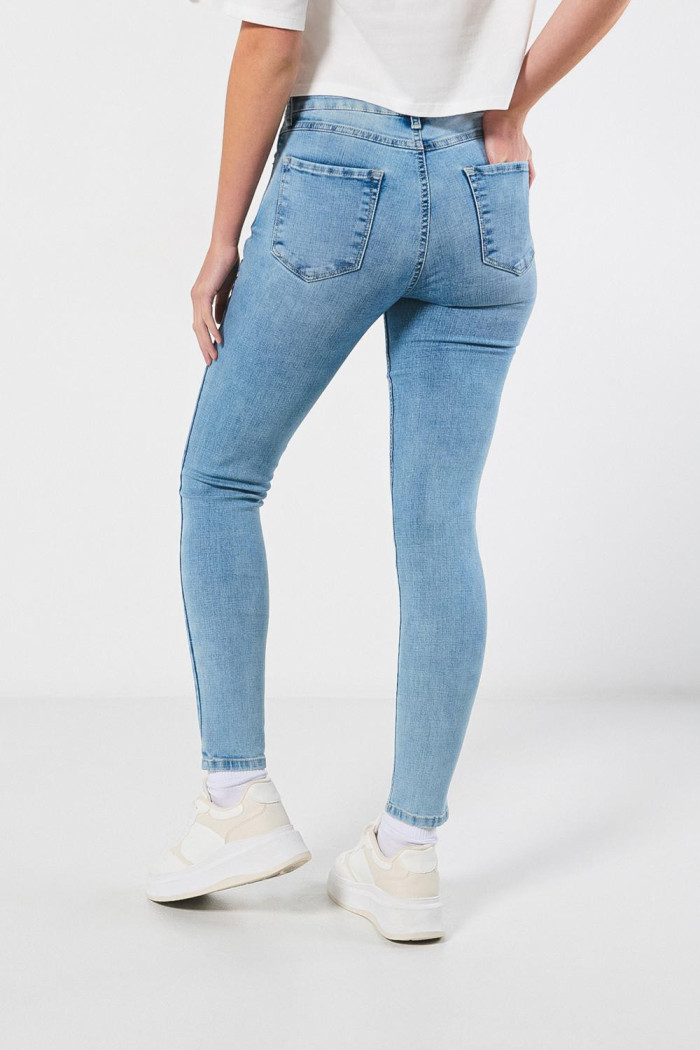 Jean jegging azul tiro alto con ajuste ceñido y cremallera