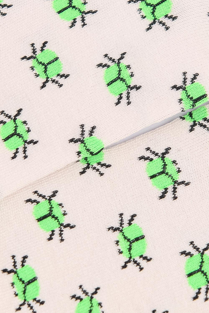Medias unicolores tobilleras con motivo de insectos verdes