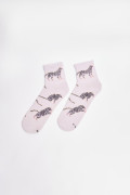 Medias cortas lilas con diseño de animal print