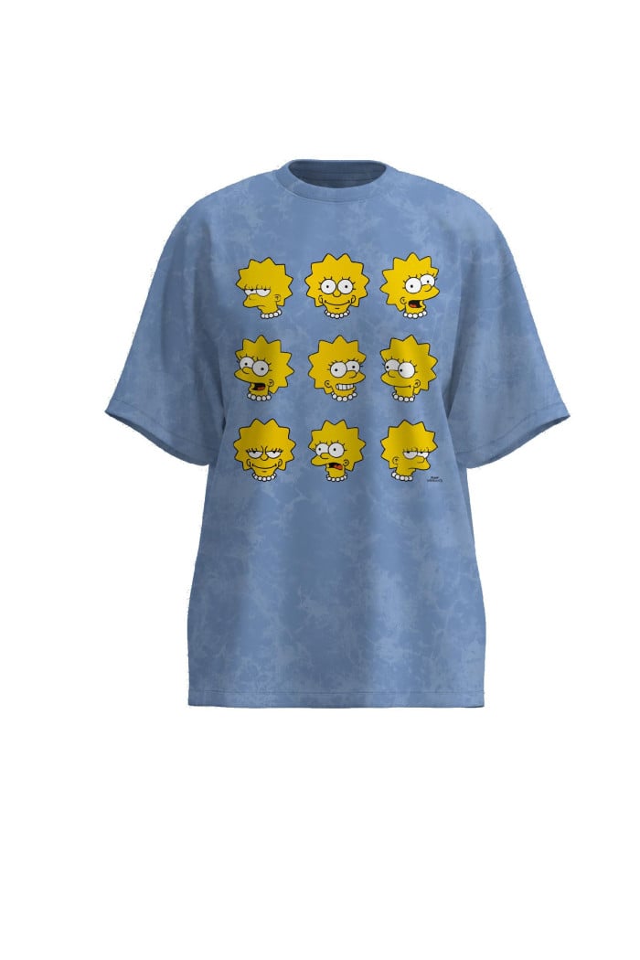 Camiseta de Los Simpson azul oversize con manga corta