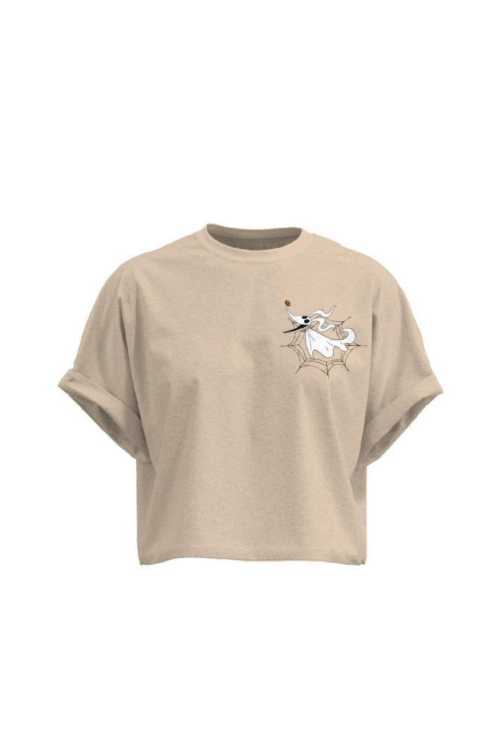 Camiseta kaki crop top con estampado de Jack