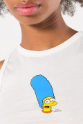 Camiseta crema clara manga sisa con arte de Los Simpson