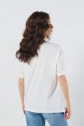 Camiseta college en algodón crema con manga corta