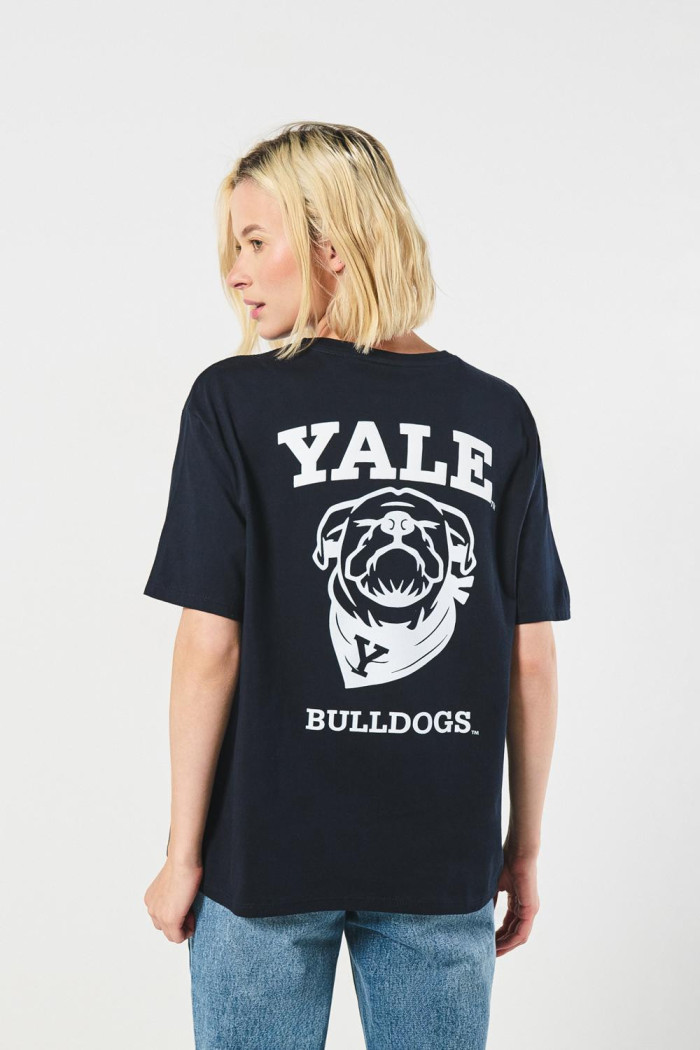 Camiseta azul intensa de Yale con cuello redondo