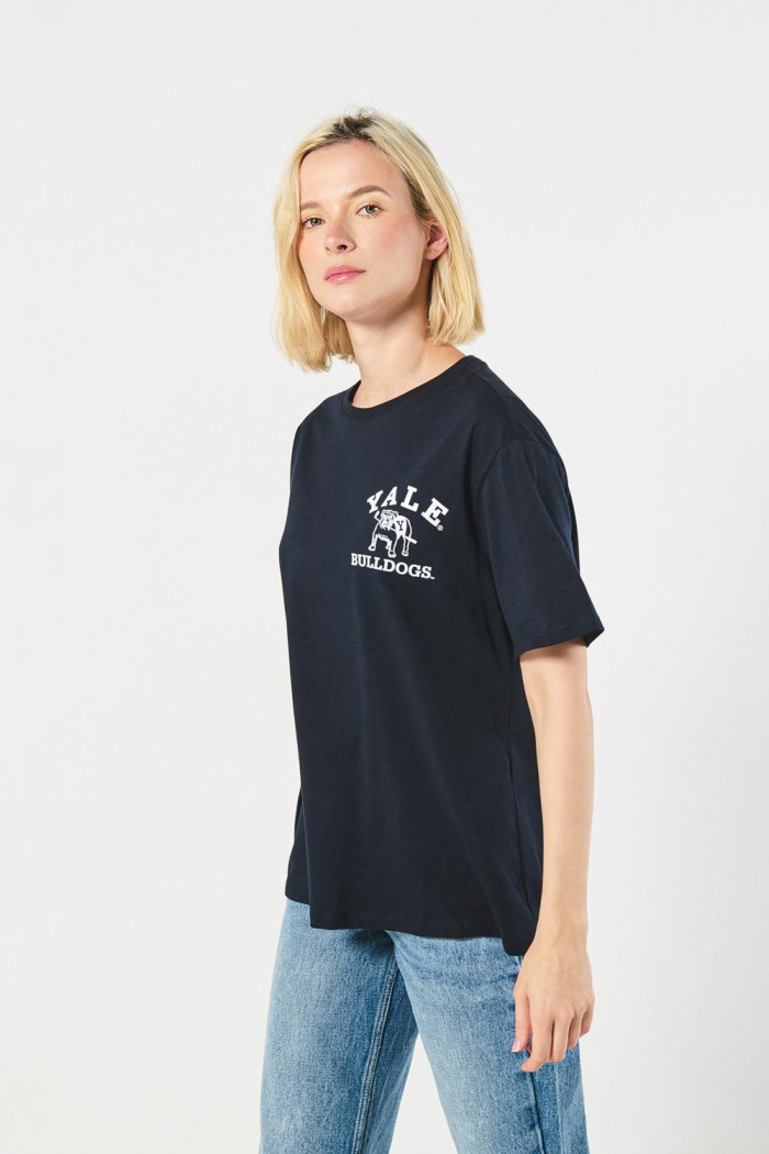 Camiseta azul intensa de Yale con cuello redondo