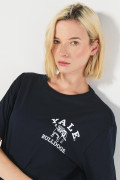 Camiseta azul intensa de Yale con cuello redondo