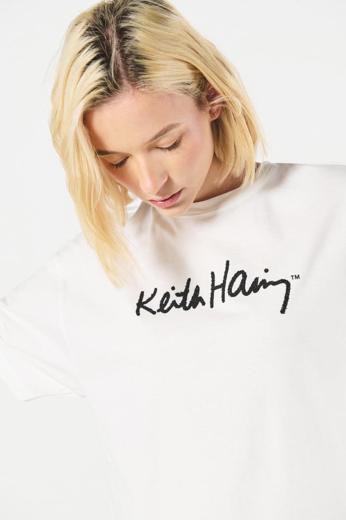 Camiseta de Keith Haring crema clara oversize manga corta