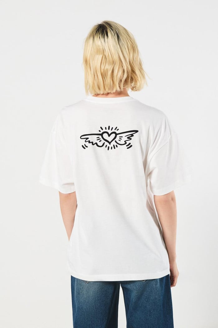 Camiseta de Keith Haring crema clara oversize manga corta