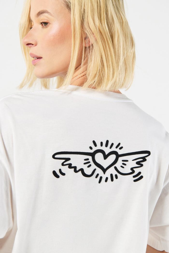 Camiseta de Keith Haring crema clara oversize manga corta
