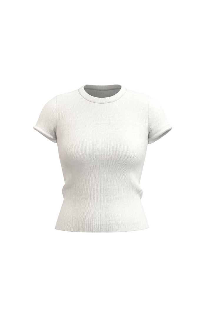 Camiseta con texturas de canal unicolor y manga corta