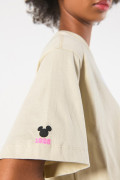 Camiseta oversize kaki con arte de Mickey y manga corta