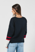 Buzo oversize college deportivo cuello redondo azul