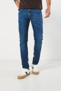 Jean azul slim con tiro bajo, cremallera y ajuste ceñido