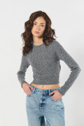 Camiseta manga larga gris con escote en espalda