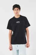 Camiseta oversize manga corta negra con diseño celestial