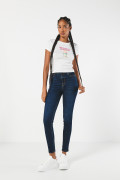 Jean jegging ceñido azul oscuro con tiro súper alto