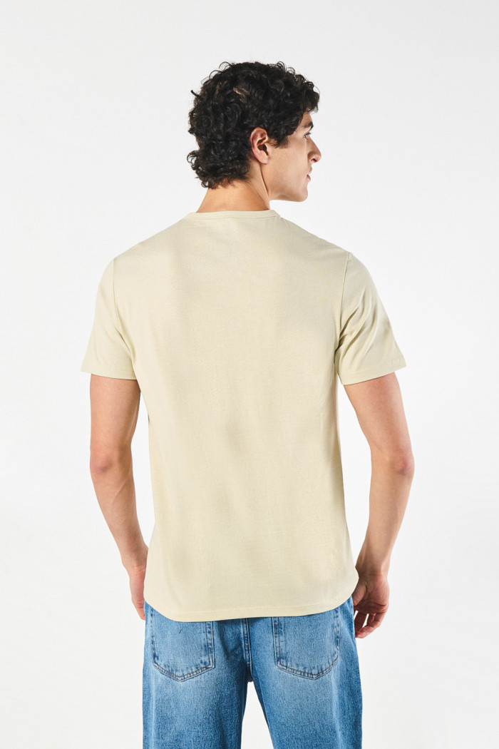 Camiseta unicolor college en algodón con manga corta