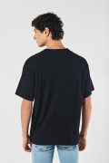 Camiseta azul oversize college con cuello redondo