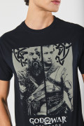 Camiseta azul cuello redondo con arte de God of War