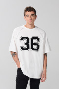 Camiseta manga ranglan oversize crema clara college