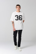 Camiseta manga ranglan oversize crema clara college