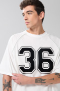 Camiseta manga ranglan oversize crema clara college
