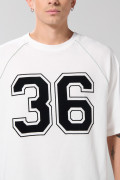 Camiseta manga ranglan oversize crema clara college