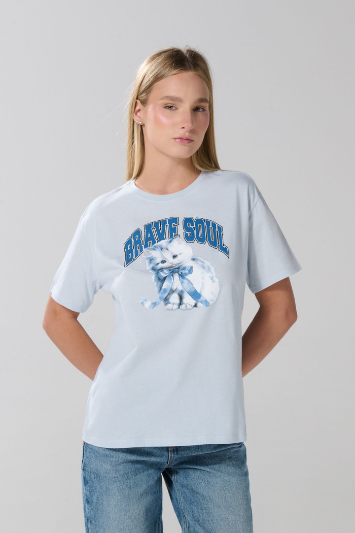 Camiseta de animalito unicolor en algodón manga corta