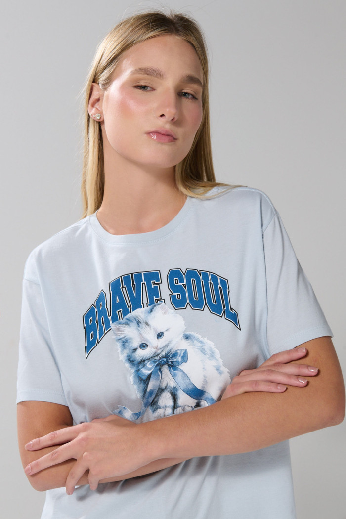Camiseta de animalito unicolor en algodón manga corta