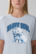 Camiseta de animalito unicolor en algodón manga corta