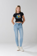 Camiseta en rib negra manga corta de Plaza Sésamo