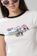 Camiseta manga corta crema con arte de Chicas Superpoderosas