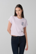Camiseta unicolor manga corta con estampado de Snoopy