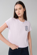 Camiseta unicolor manga corta con estampado de Snoopy
