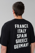 Camiseta oversize negra manga corta con diseños college