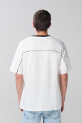 Camiseta manga corta college crema clara oversize