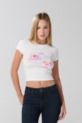 Camiseta crema clara cuello redondo de la Pantera Rosa