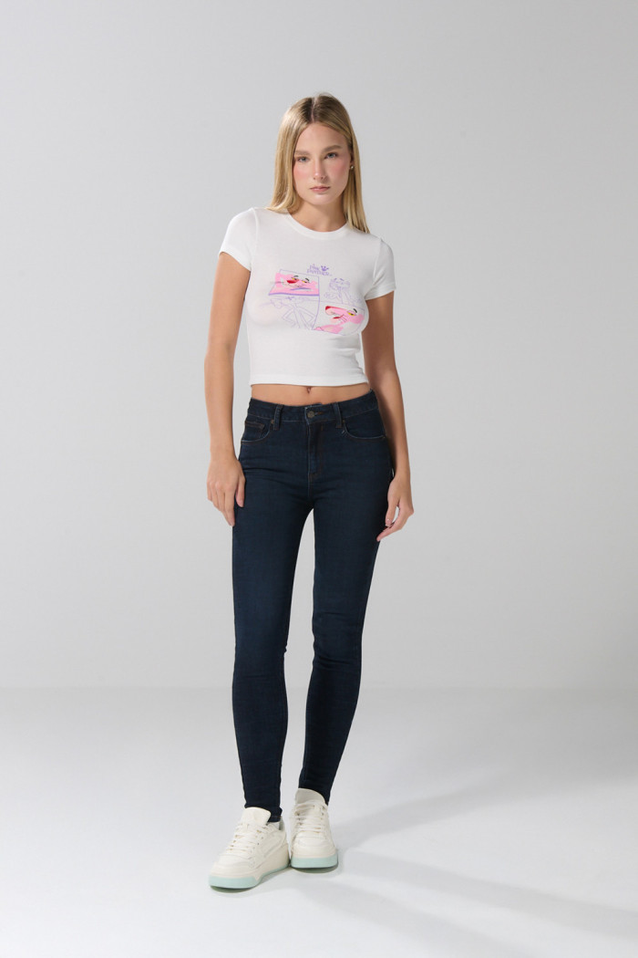 Camiseta crema clara cuello redondo de la Pantera Rosa