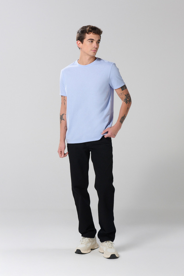 Camiseta unicolor con manga corta en algodón