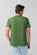 Camiseta verde oscura en algodón con cuello redondo