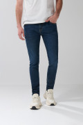 Jean skinny tiro bajo ceñido azul oscuro con bolsillos