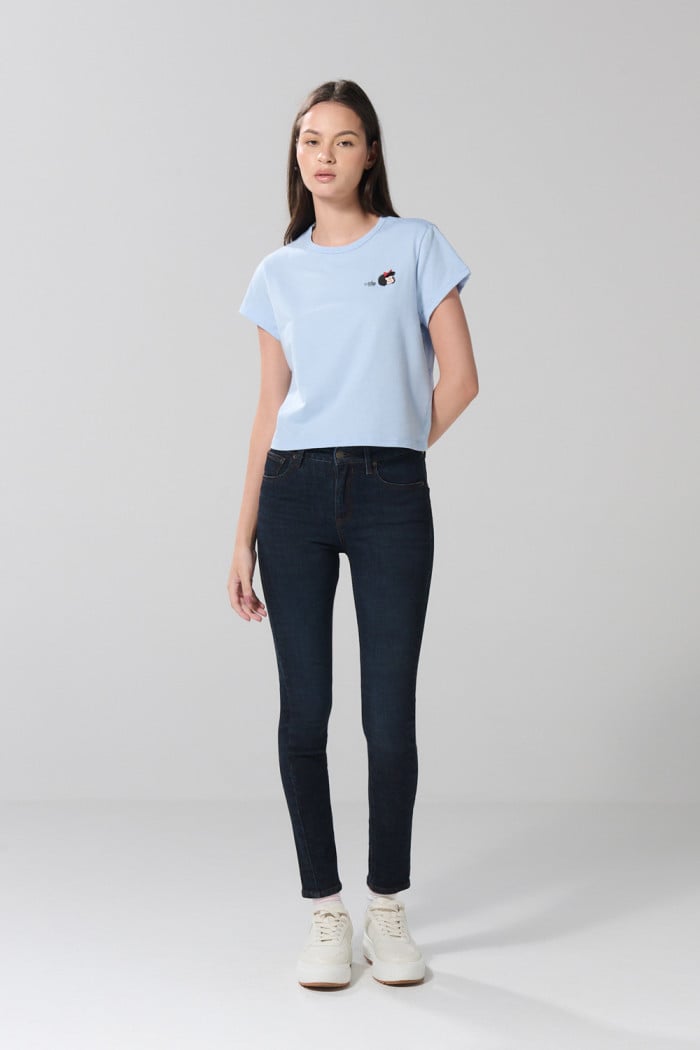 Camiseta manga corta unicolor con estampado de Mafalda