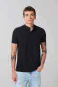 Camiseta azul intensa polo con manga corta y cuello nerú
