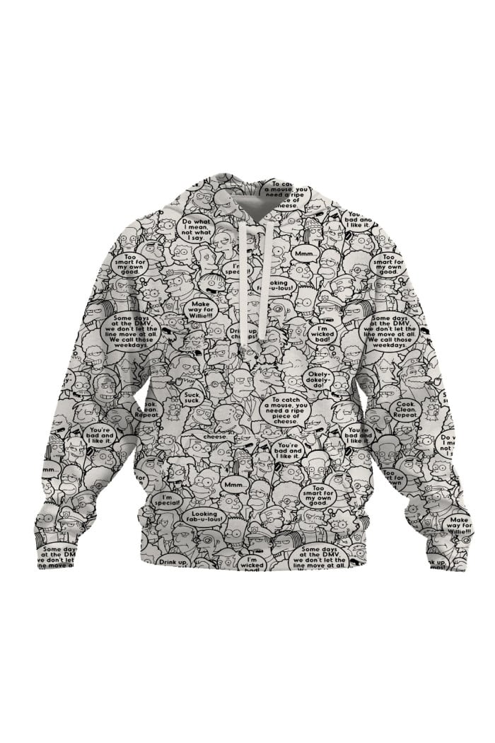 Buzo crema oversize con capota y diseños de Los Simpson